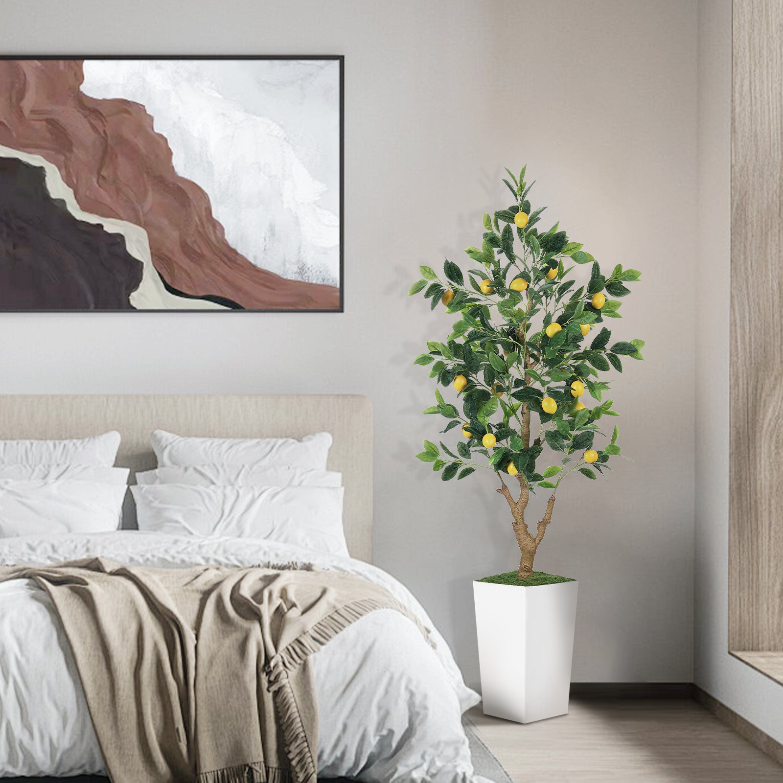 5ft Lemon Tree with White Pot