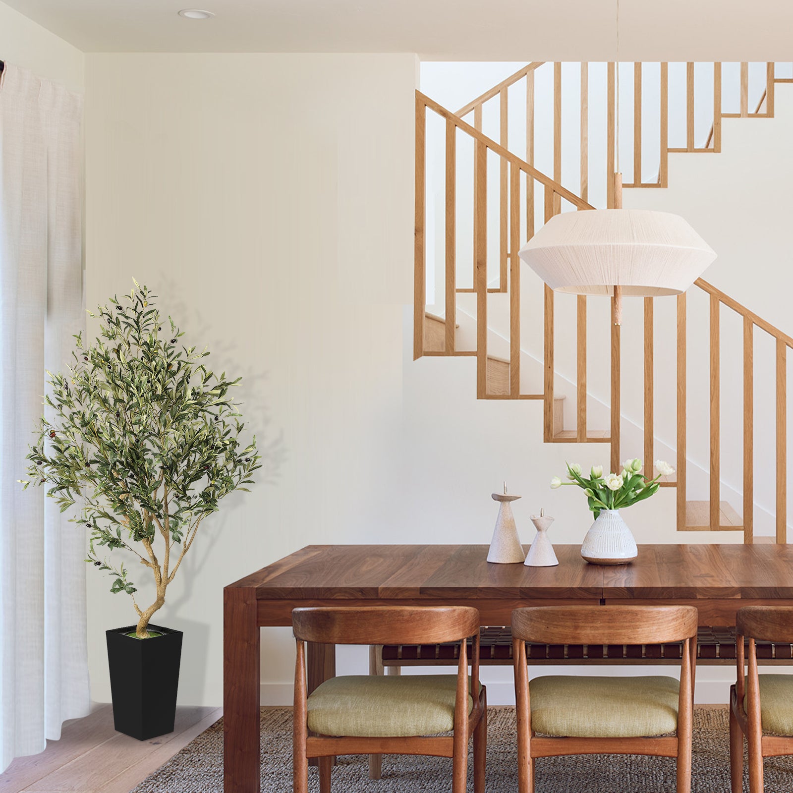 5.5ft Olive Tree with Black Tall Planter