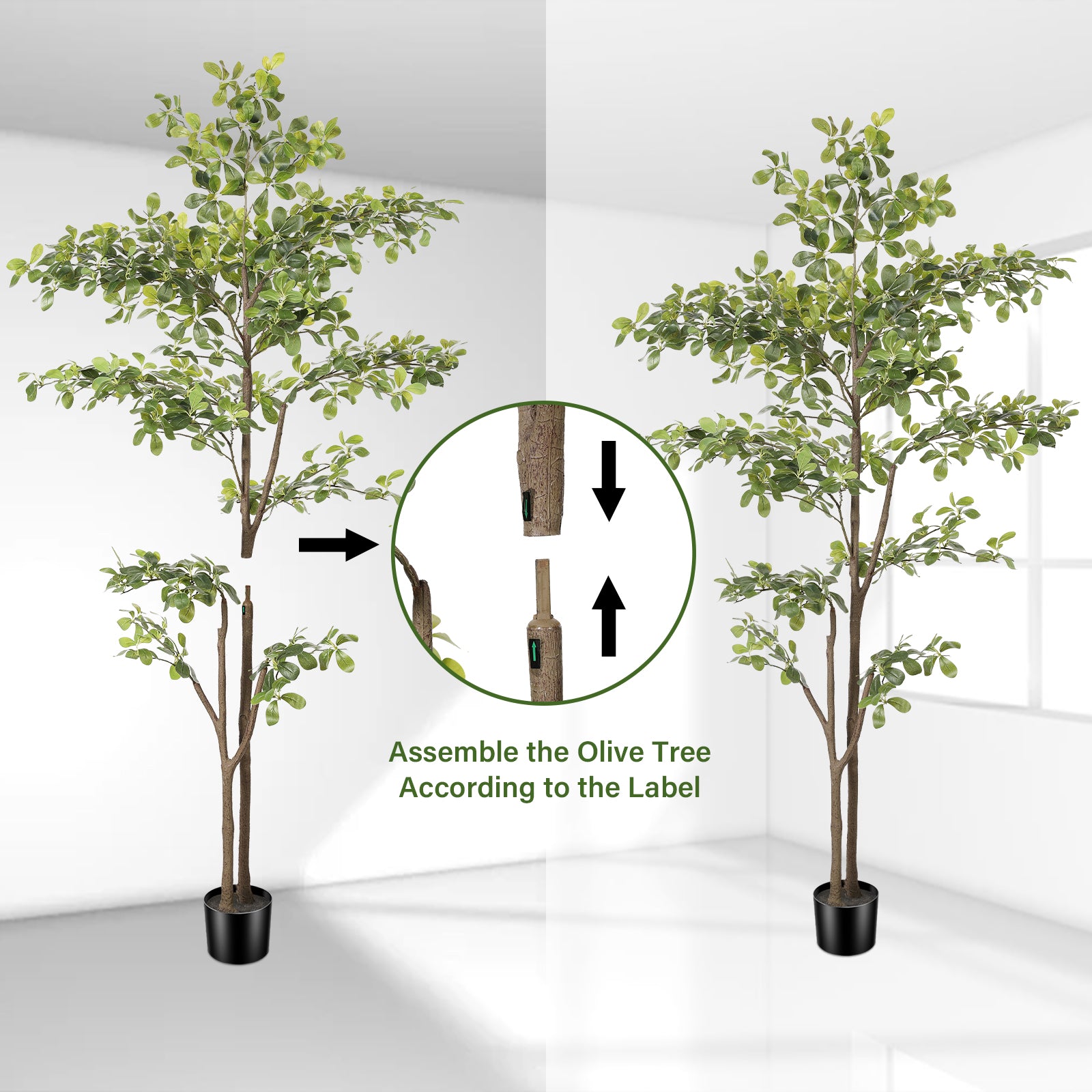6ft Black Olive Tree with Fake Moss- 72