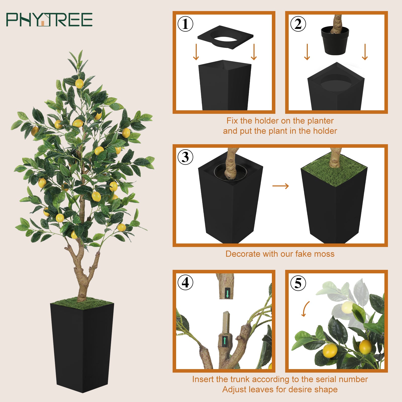 5ft Lemon Tree with Black Pot